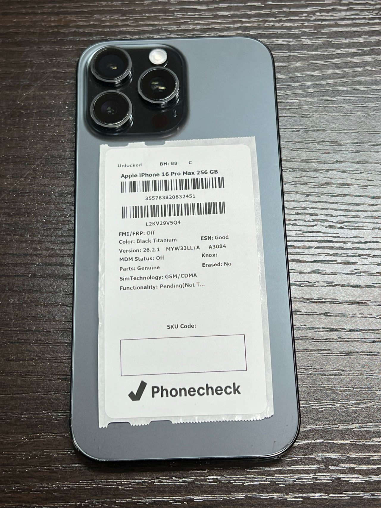 Apple iPhone 16 Pro Max 256GB Black Titanium Unlocked