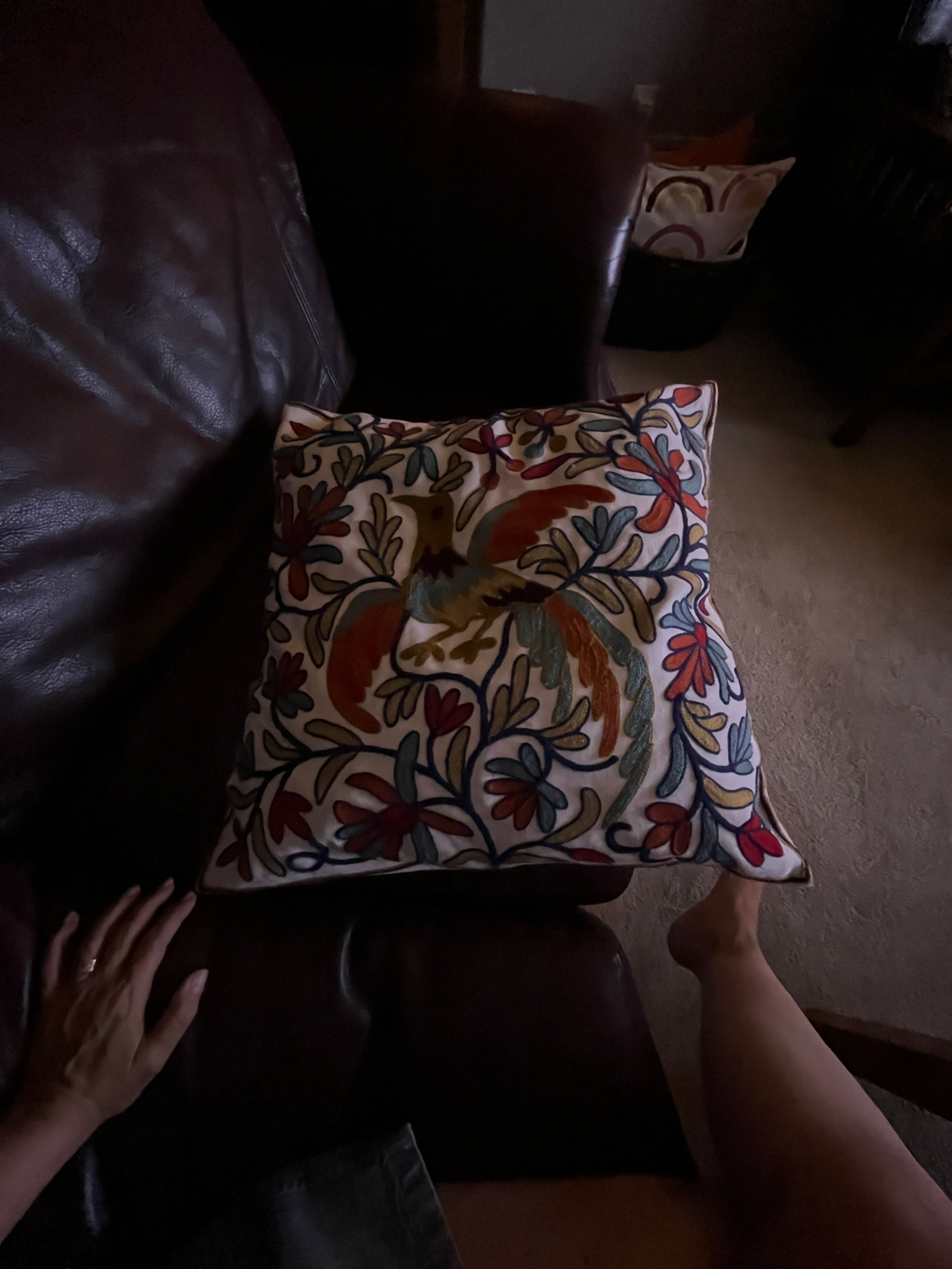 Embroidered Decorative Throw Pillow