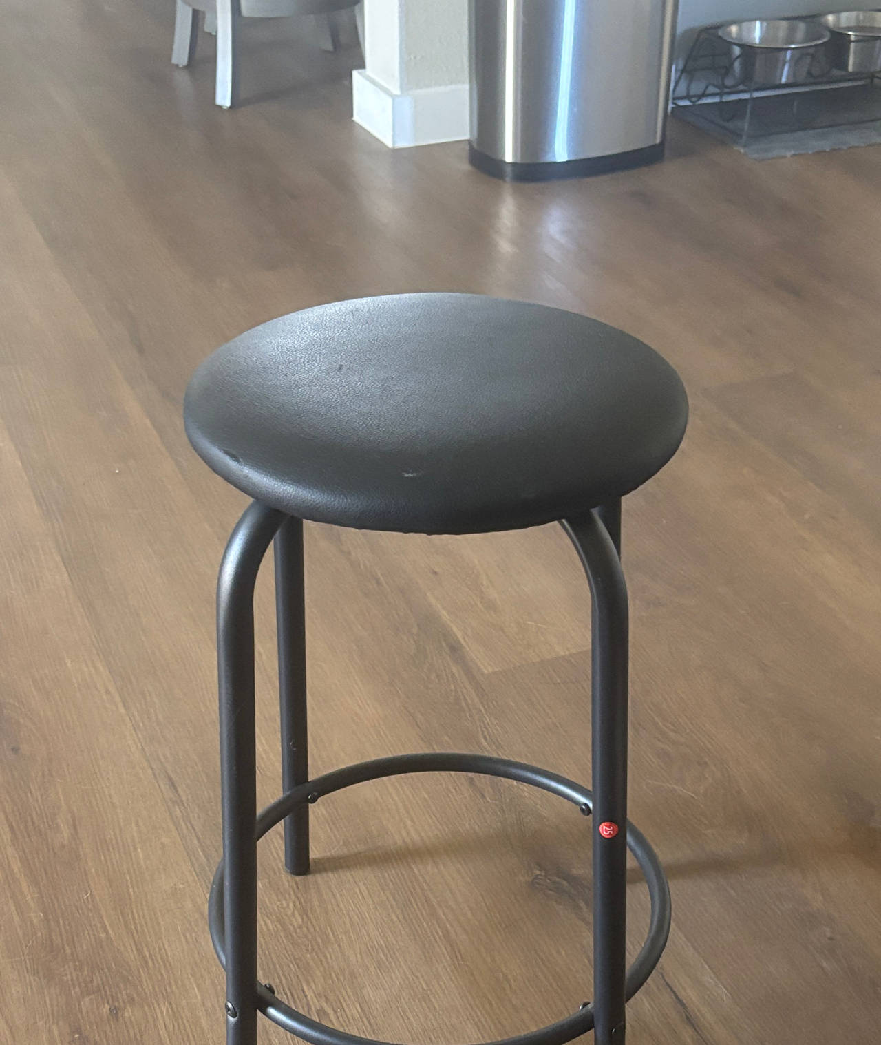Black Padded Metal Stool