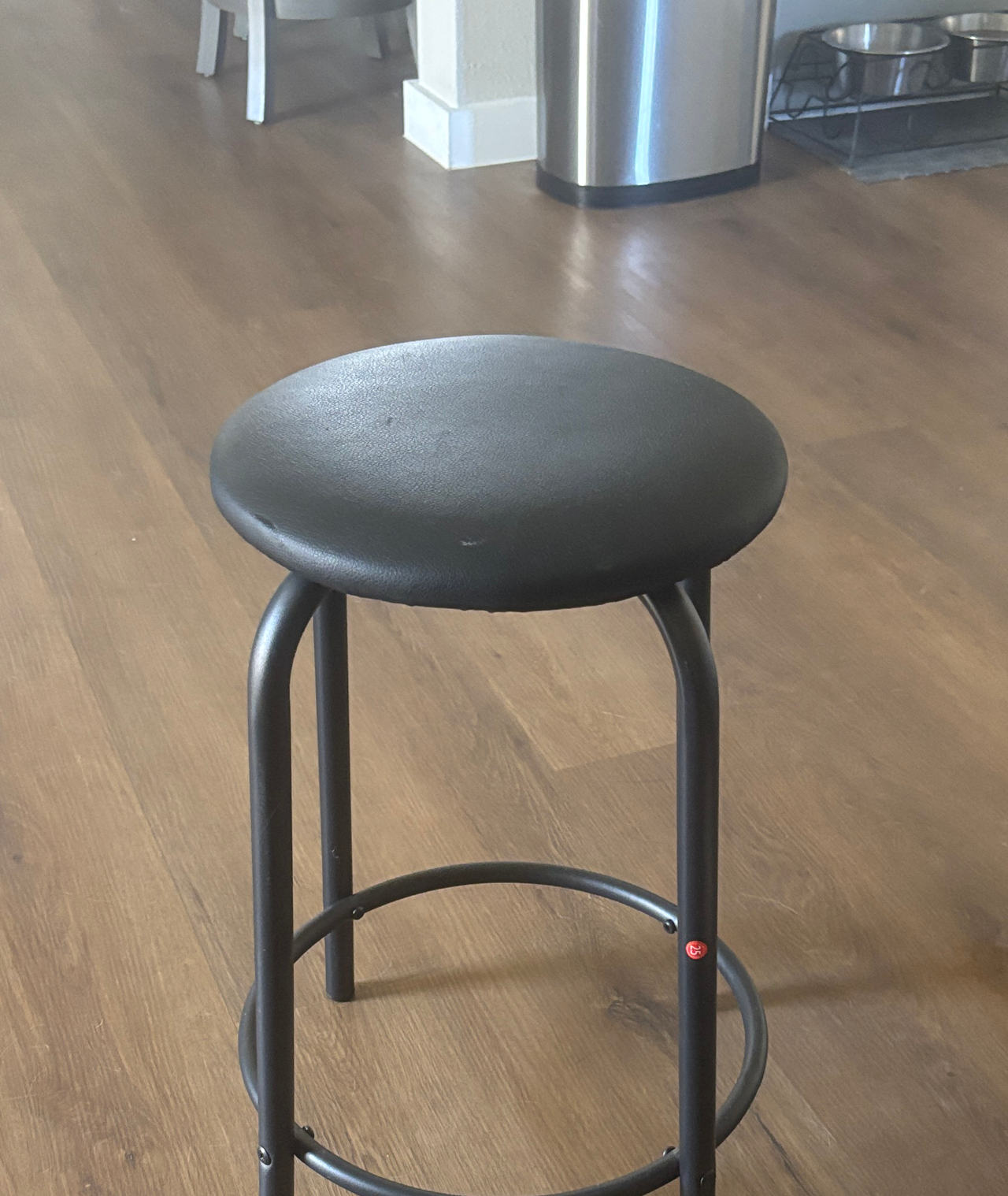 Black Padded Metal Stool