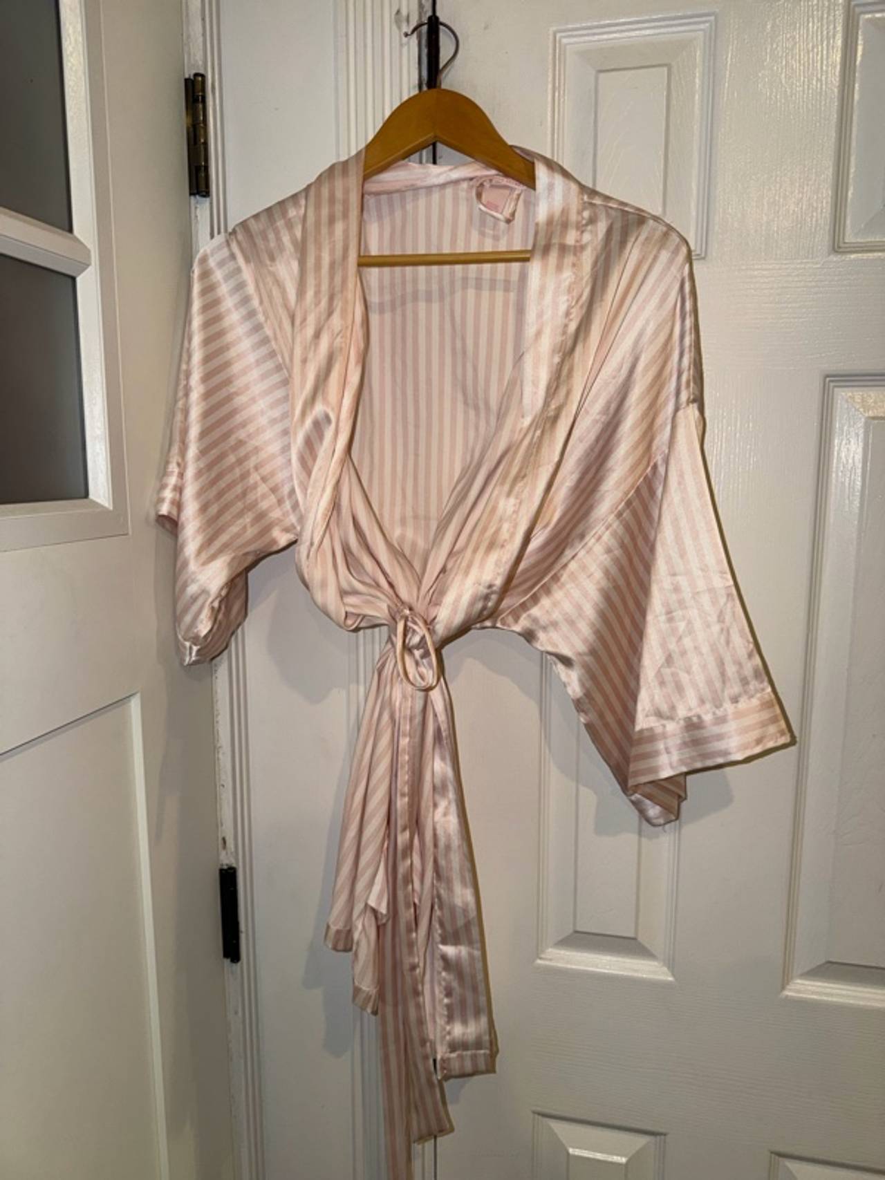 Victoria's Secret Pink Stripe Satin Robe