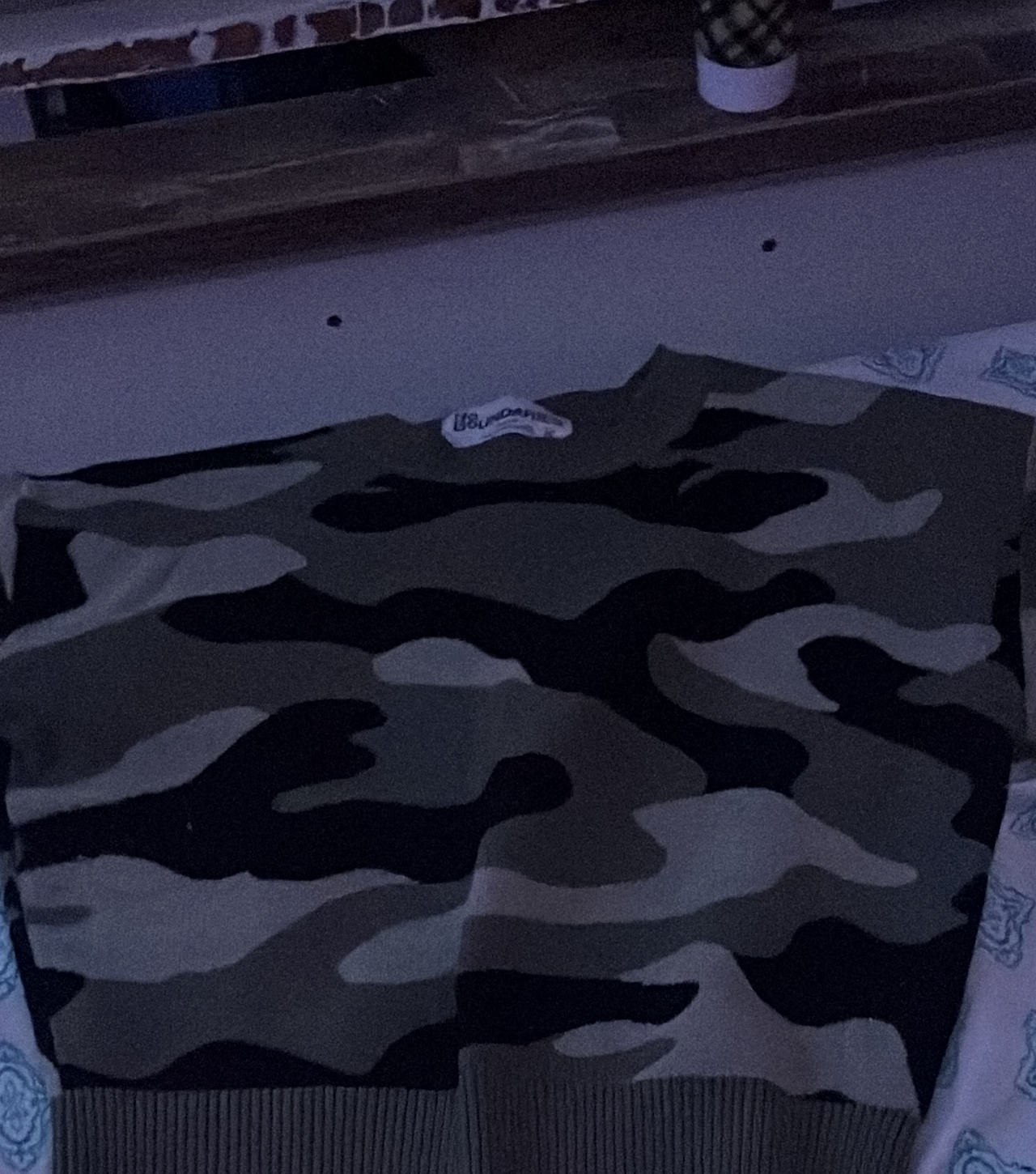 No Boundaries Camo Knit Sweater