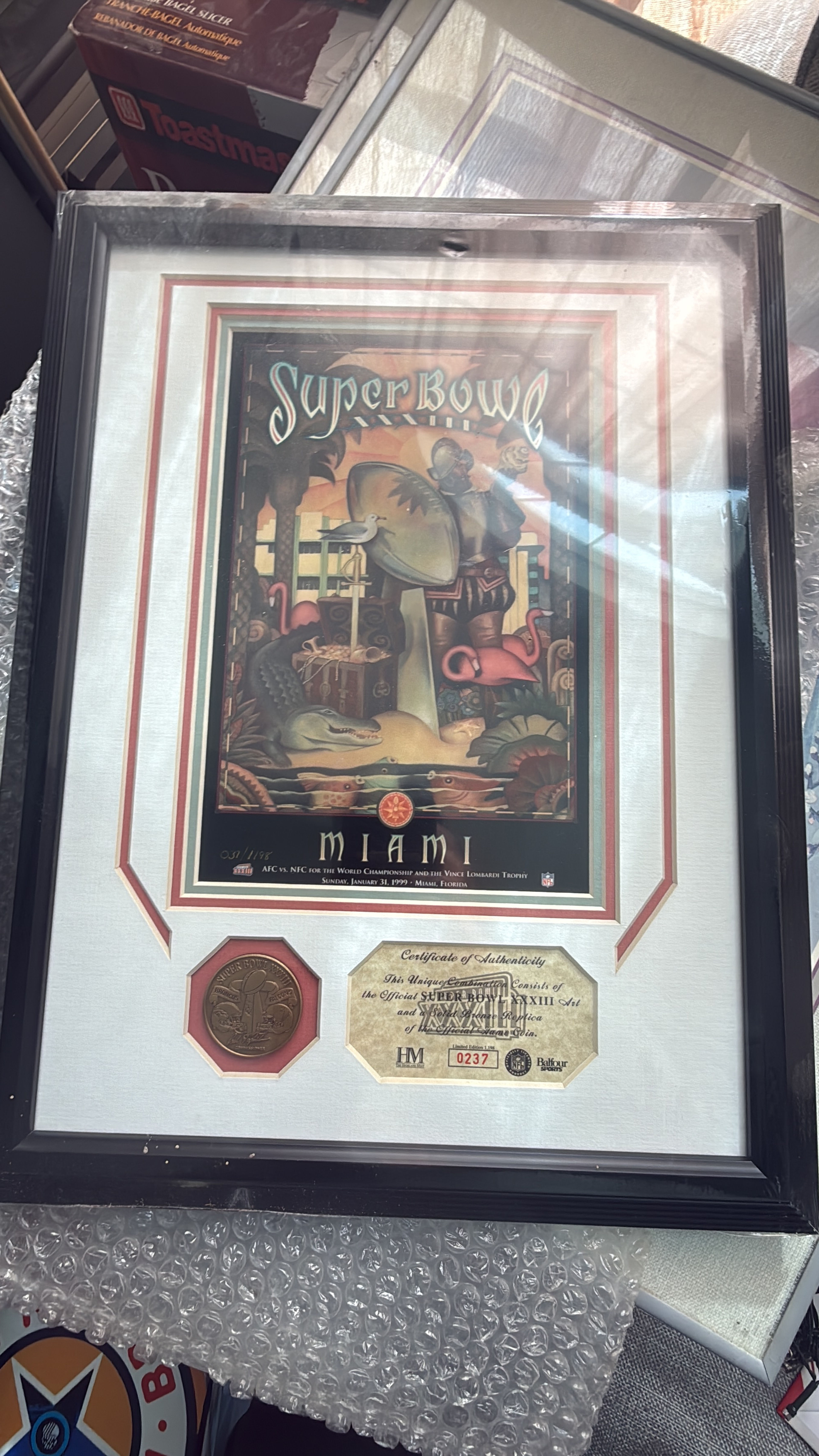 Super Bowl XXXIII Framed Photo Mint with Bronze Coin