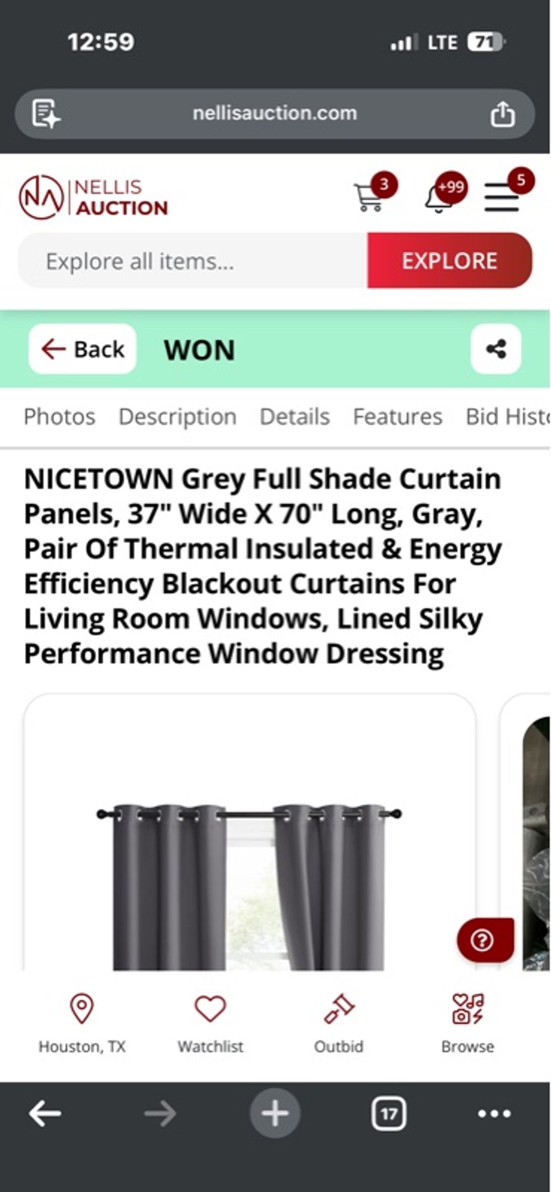 NICETOWN Blackout Curtains Charcoal Grommet