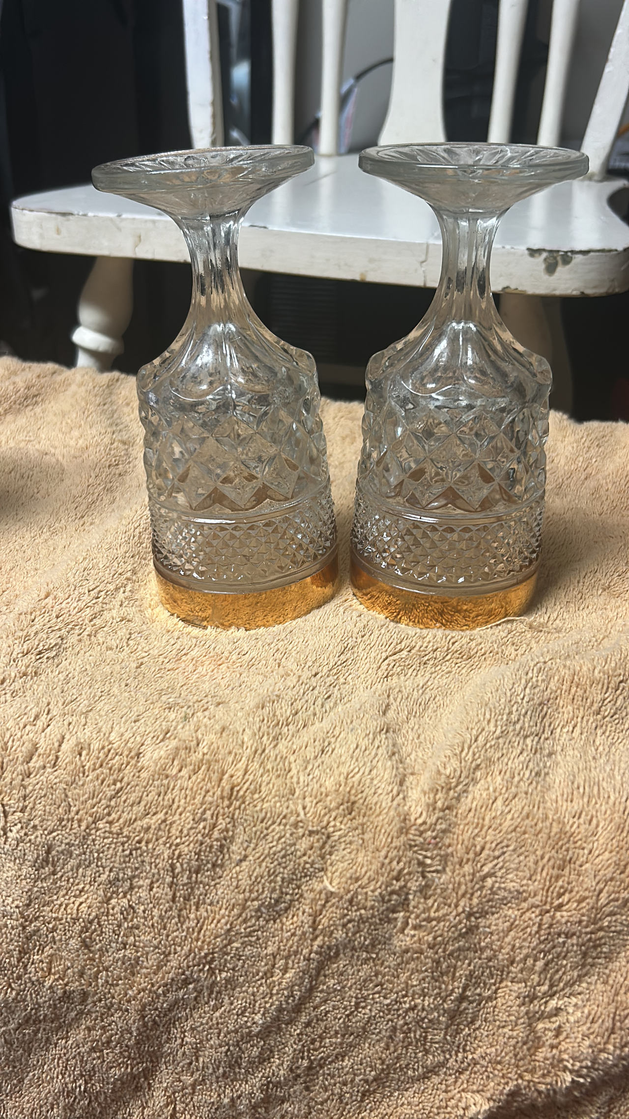 Pressed Glass Wine Goblets