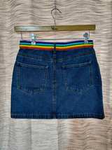 Forever 21 Denim Mini Skirt with Rainbow Belt - Image 3
