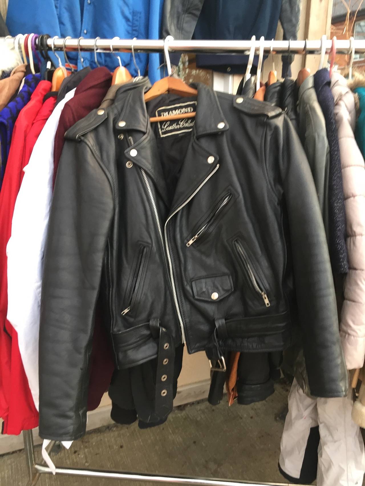 Diamond Leather Collection Black Leather Biker Jacket