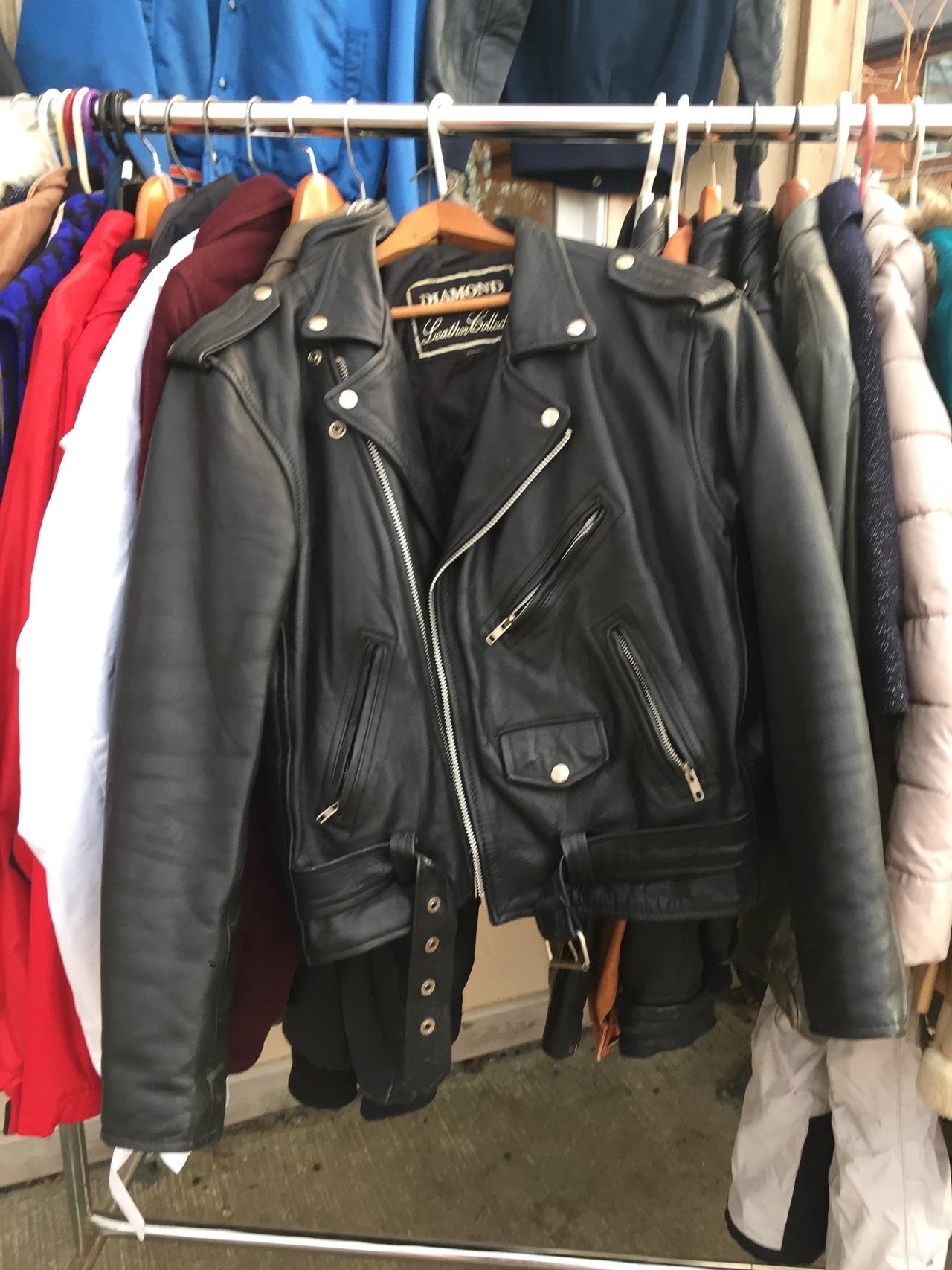 Diamond Leather Collection Black Leather Biker Jacket