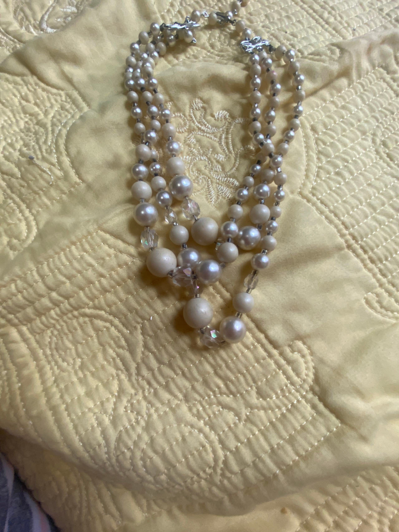 Vintage Faux Pearl Multi-Strand Necklace