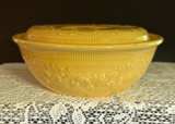 Vintage Homer Laughlin sunny Yellow Embossed Oven Serve Baker & Lid Bowl OS-54 - Image 1