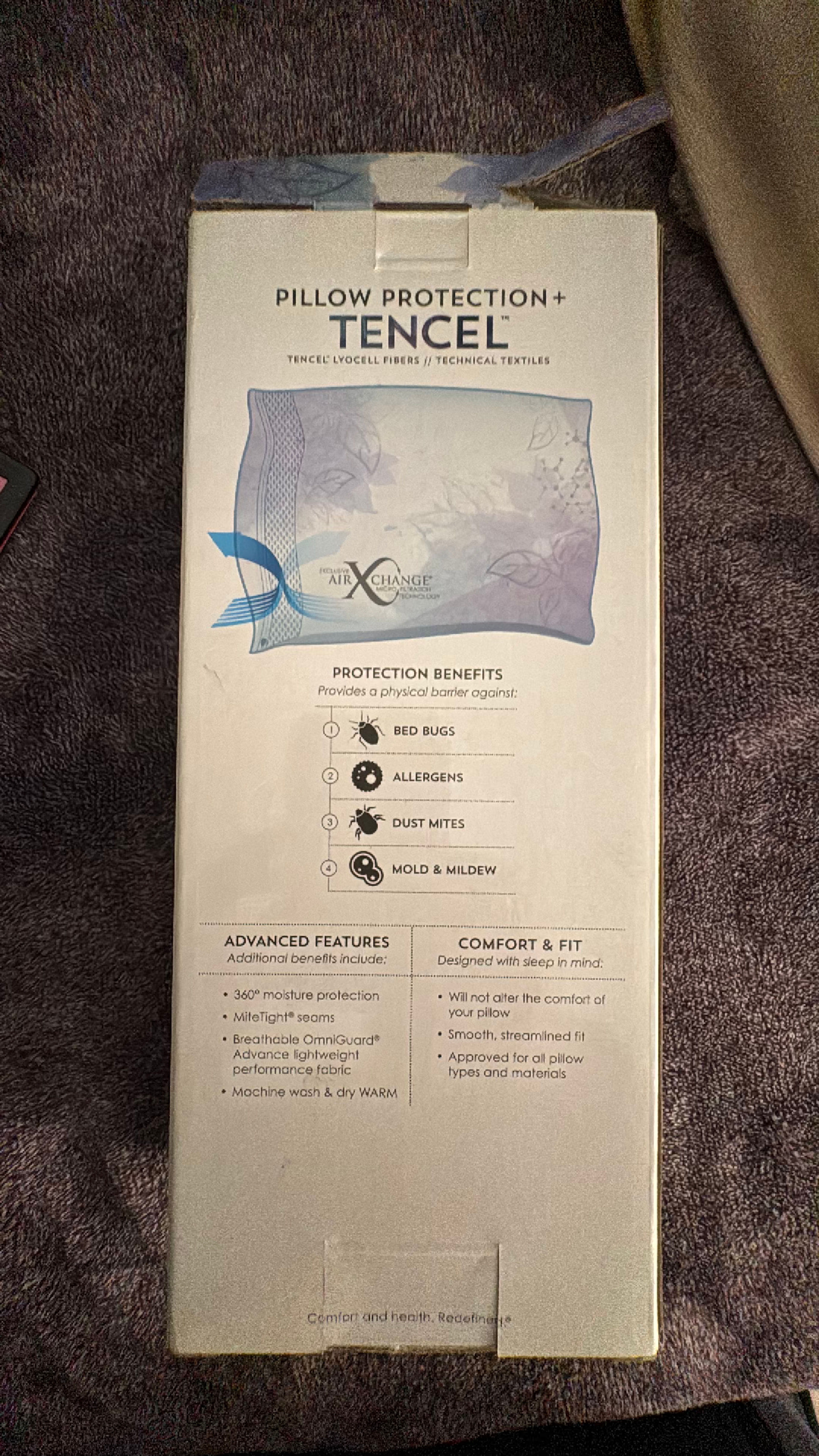 BRAND NEW PureCare Pillow Protector White QUEEN PILLOW - Image 2