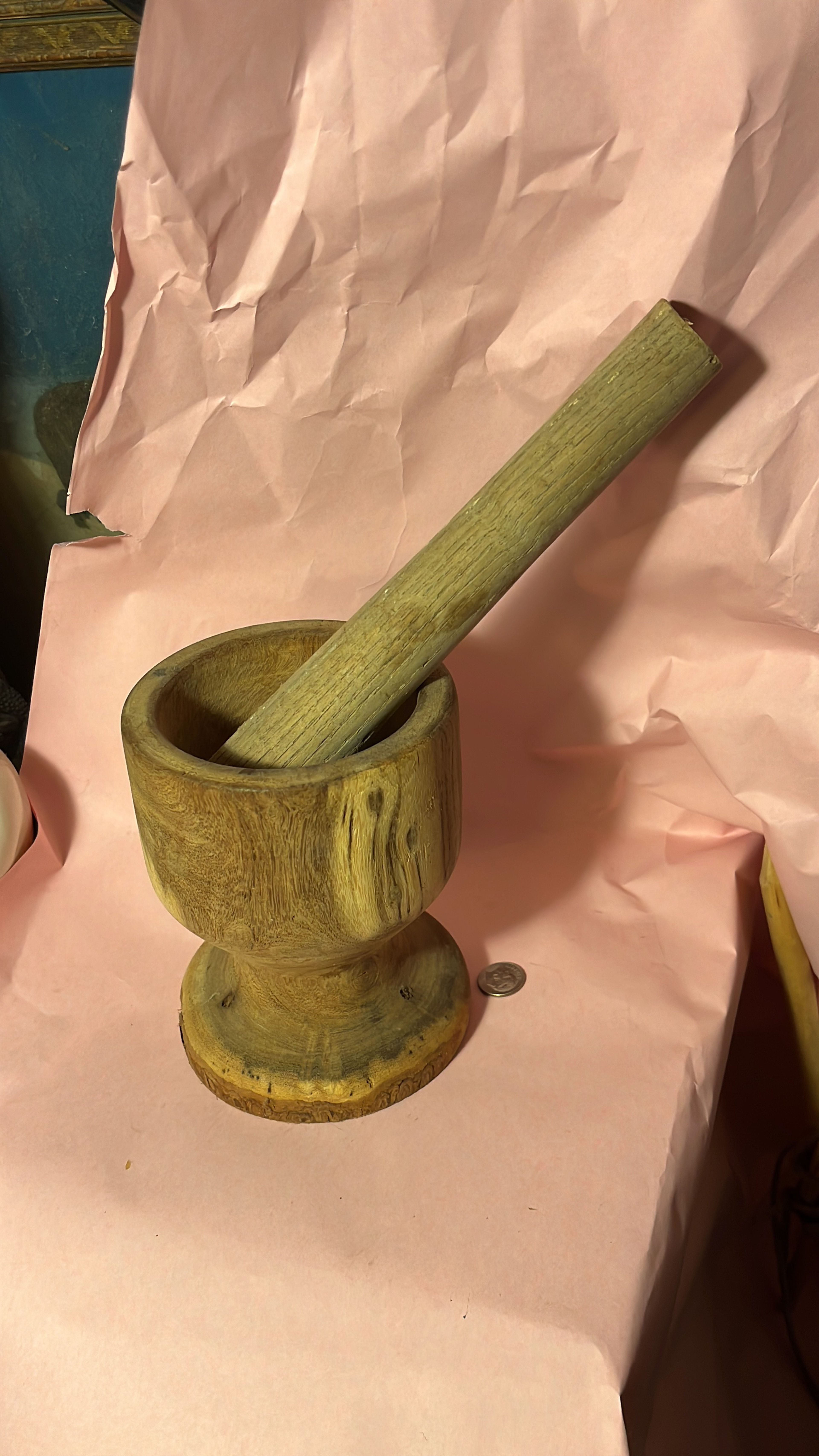 Hand-Carved Wooden Mortar and Pestle Set