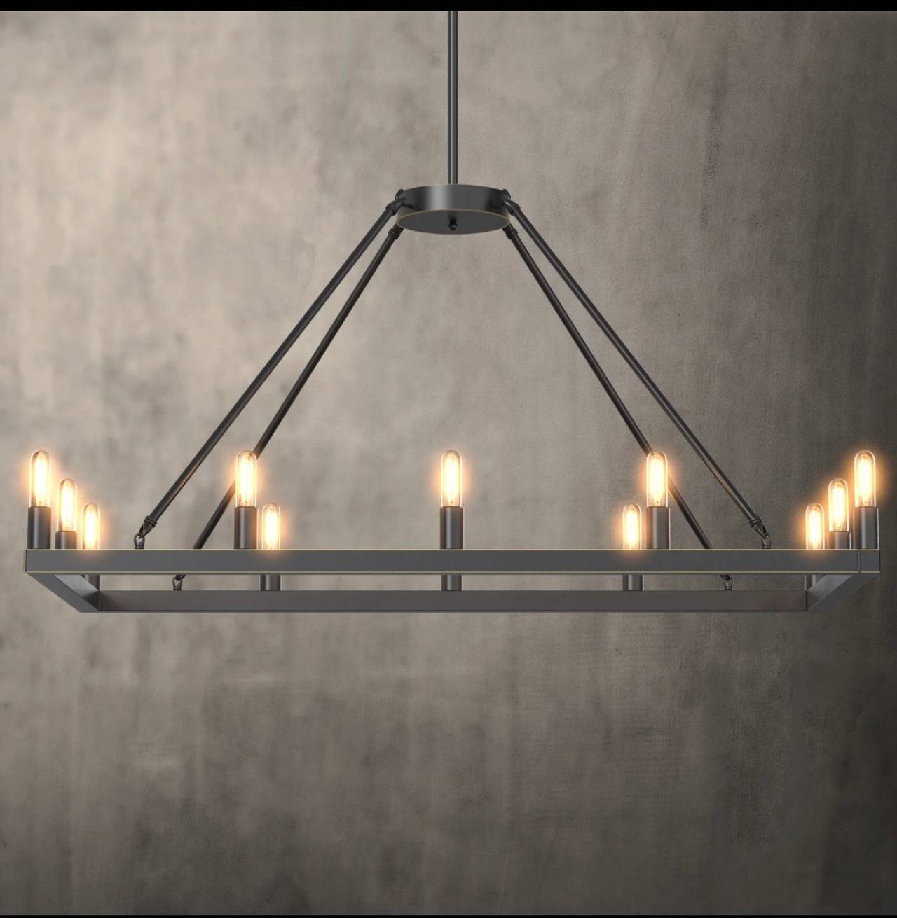 Restoration Hardware Guild Iron Rectangular Chandelier