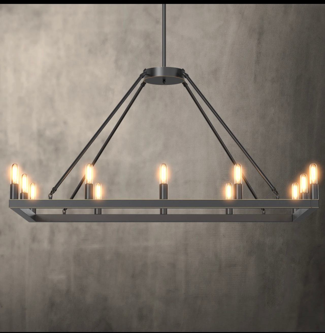 Restoration Hardware Guild Iron Rectangular Chandelier