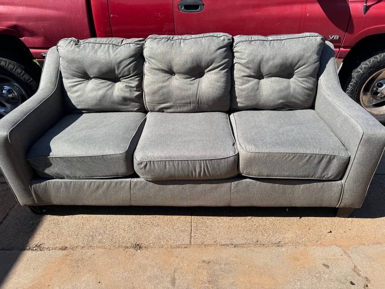 Gray Tufted 3-Seater Sofa