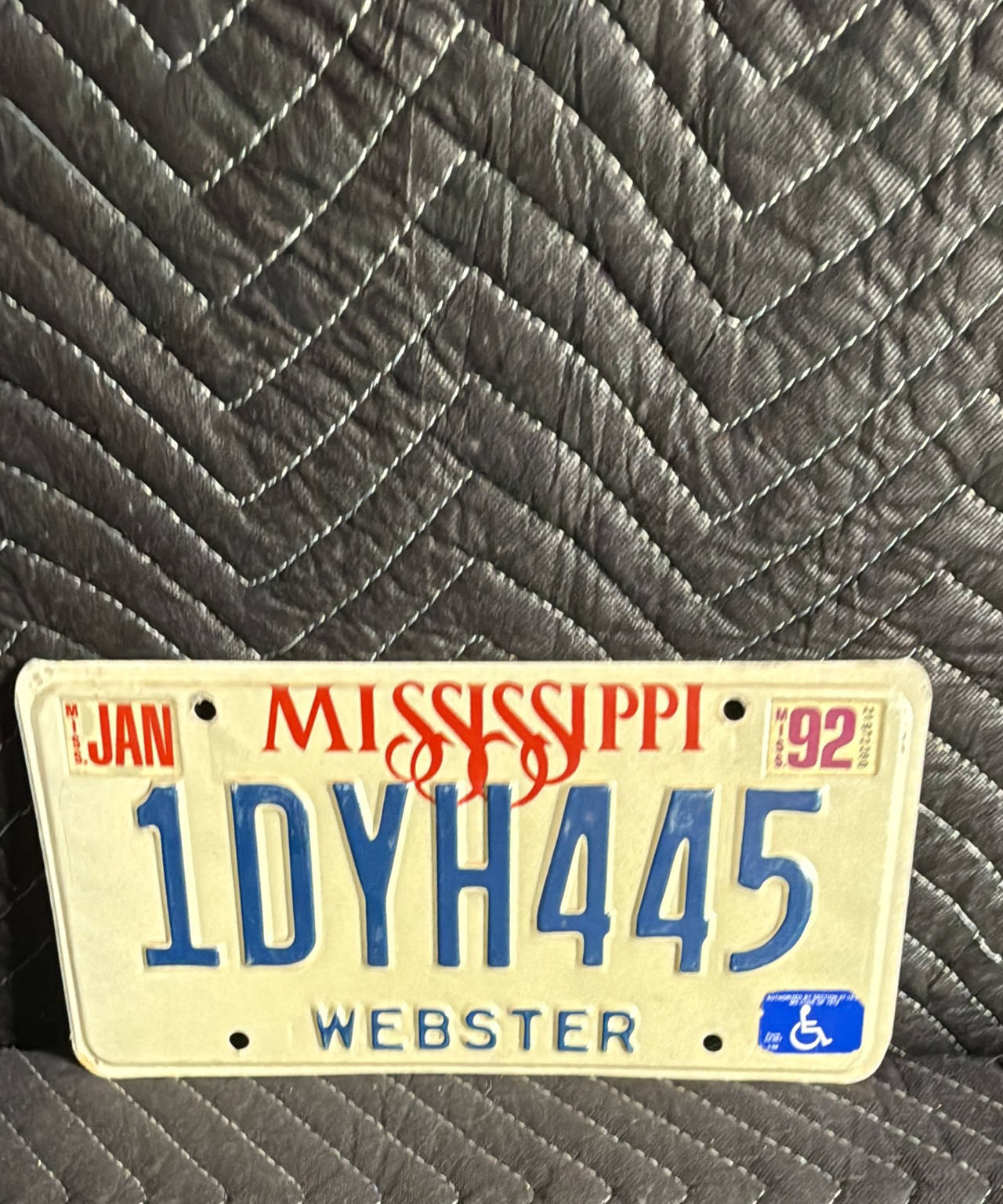 1992 Mississippi License Plate (Webster County)