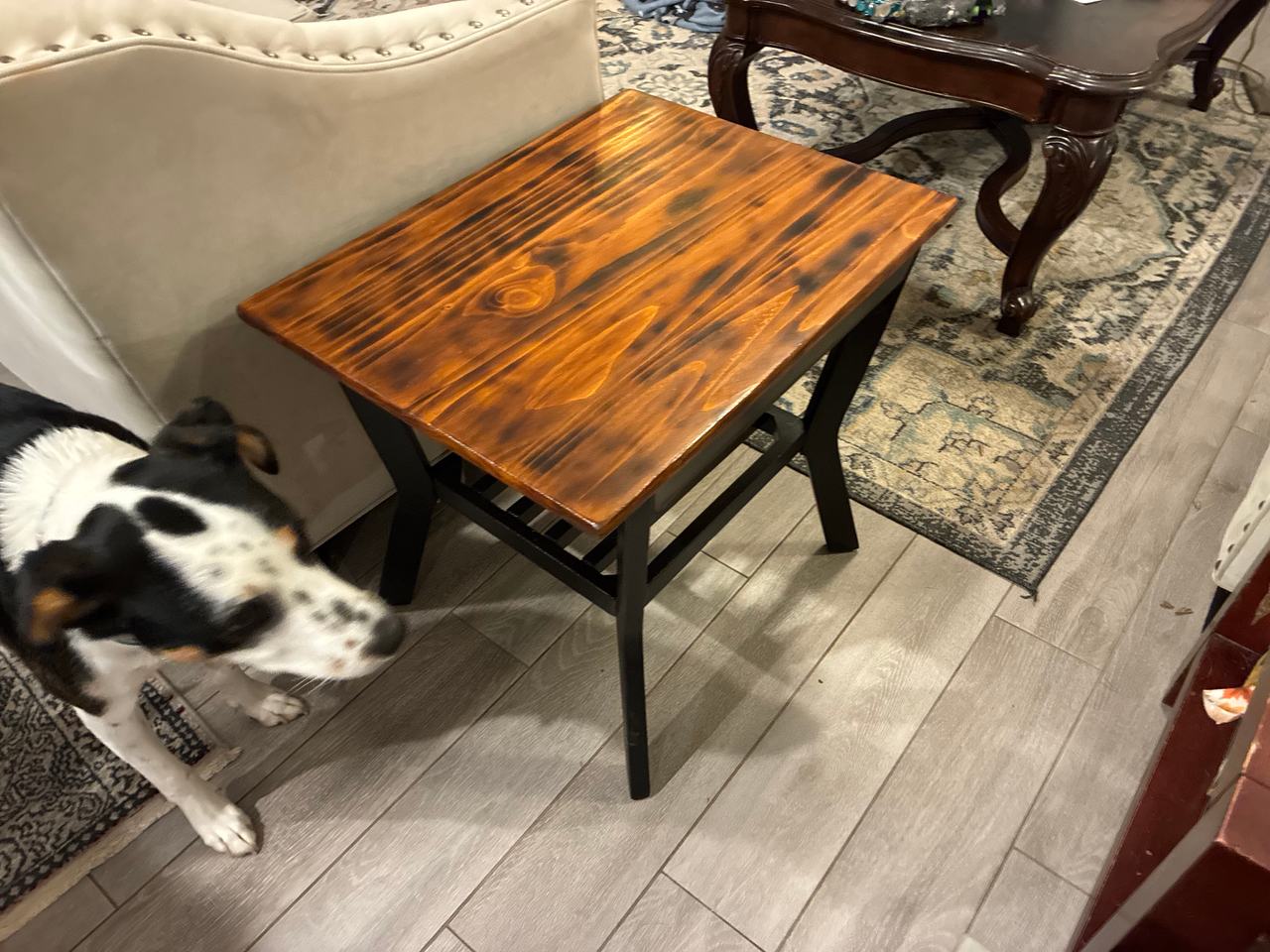 Nightstand with matching side table. Texture top and drawer 