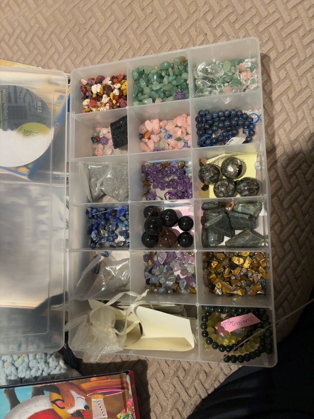Large Gemstone Bead & Crystal Lot – Amethyst, Rose Quartz, Lapis, Tiger’s Eye