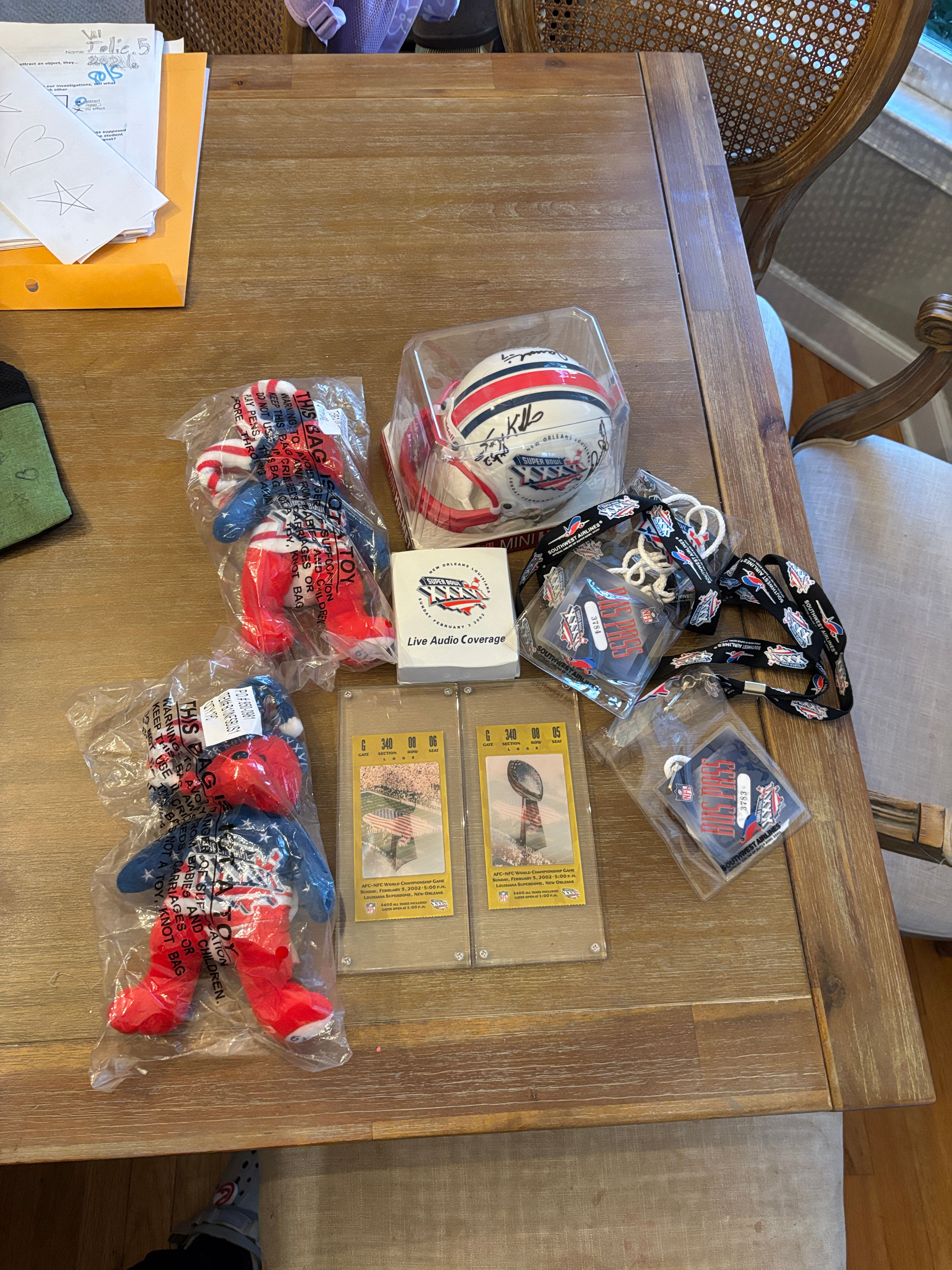 Super Bowl XXXVI New England Patriots Souvenir Lot