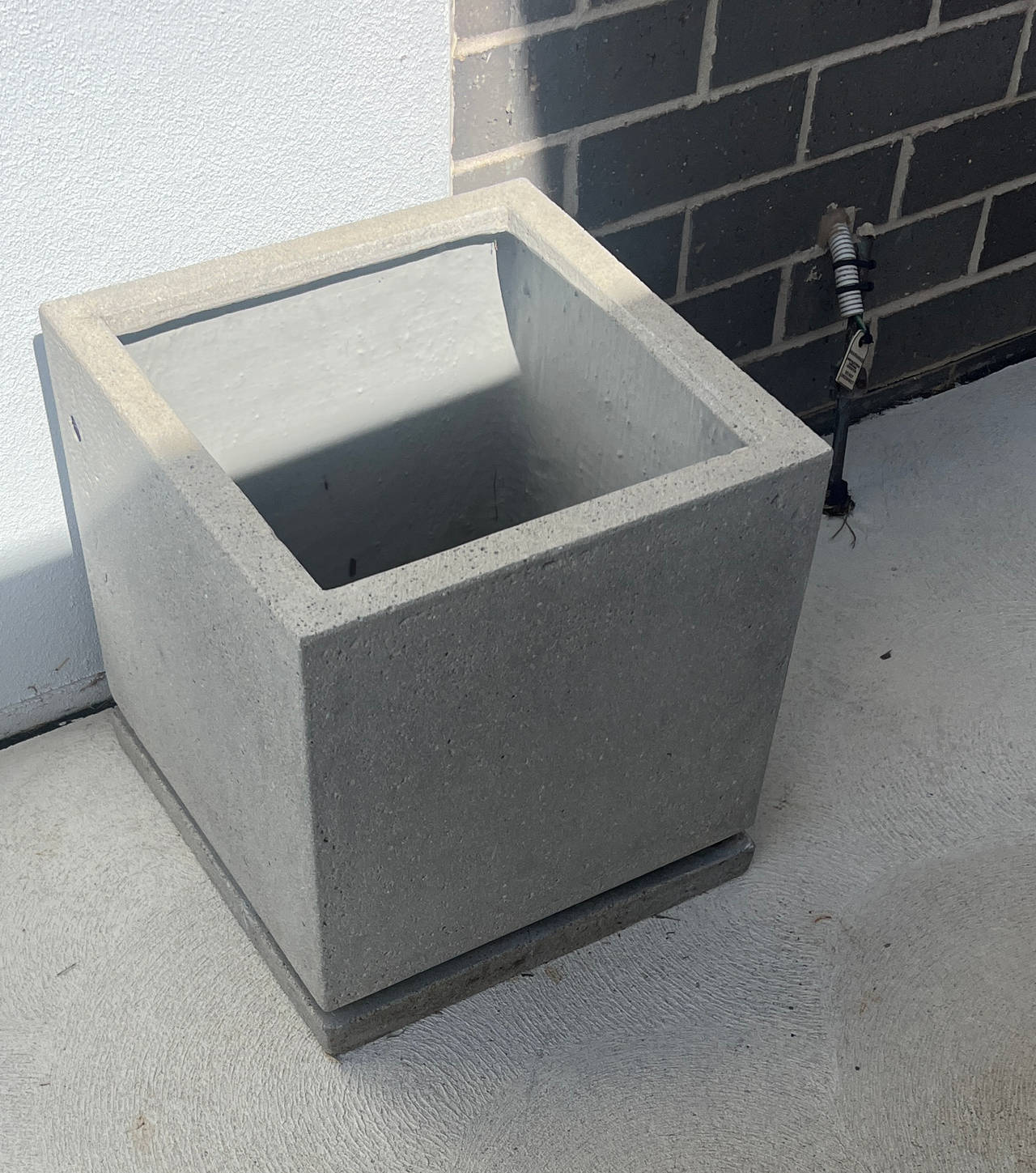 Square Concrete Planter with Saucer