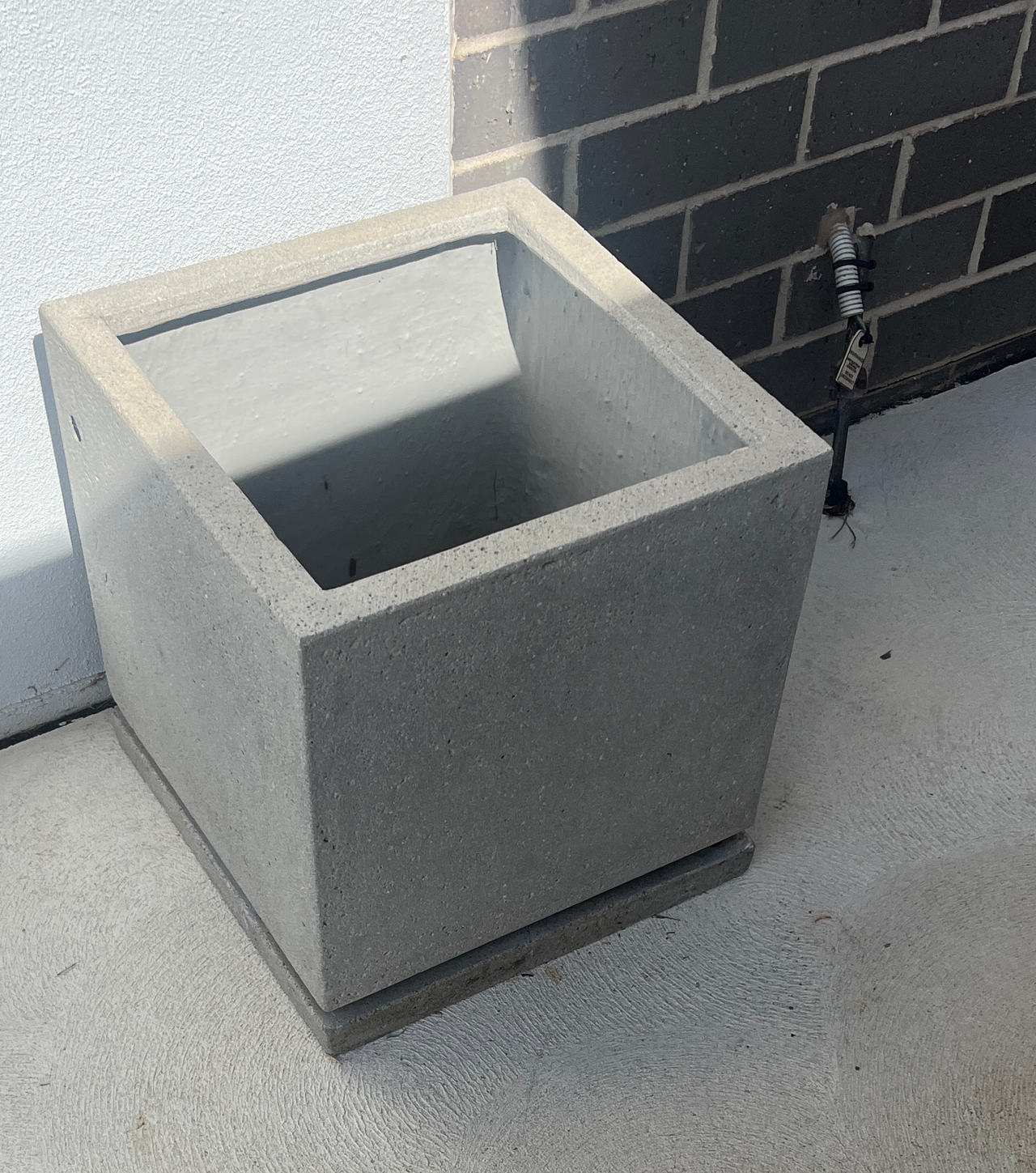 Square Concrete Planter with Saucer