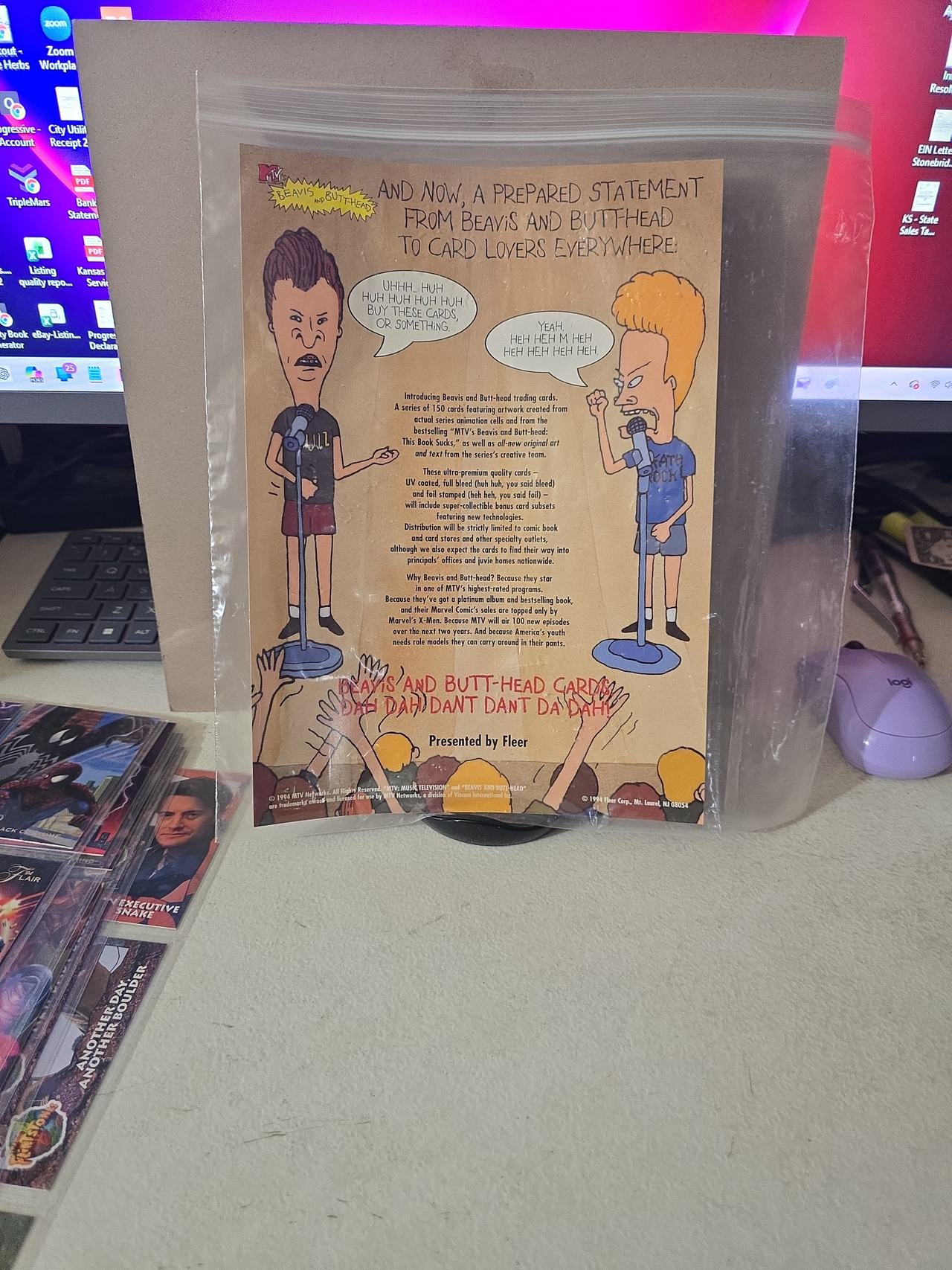 1994 Fleer Beavis and Butt-Head Promo Card / Ad Sheet