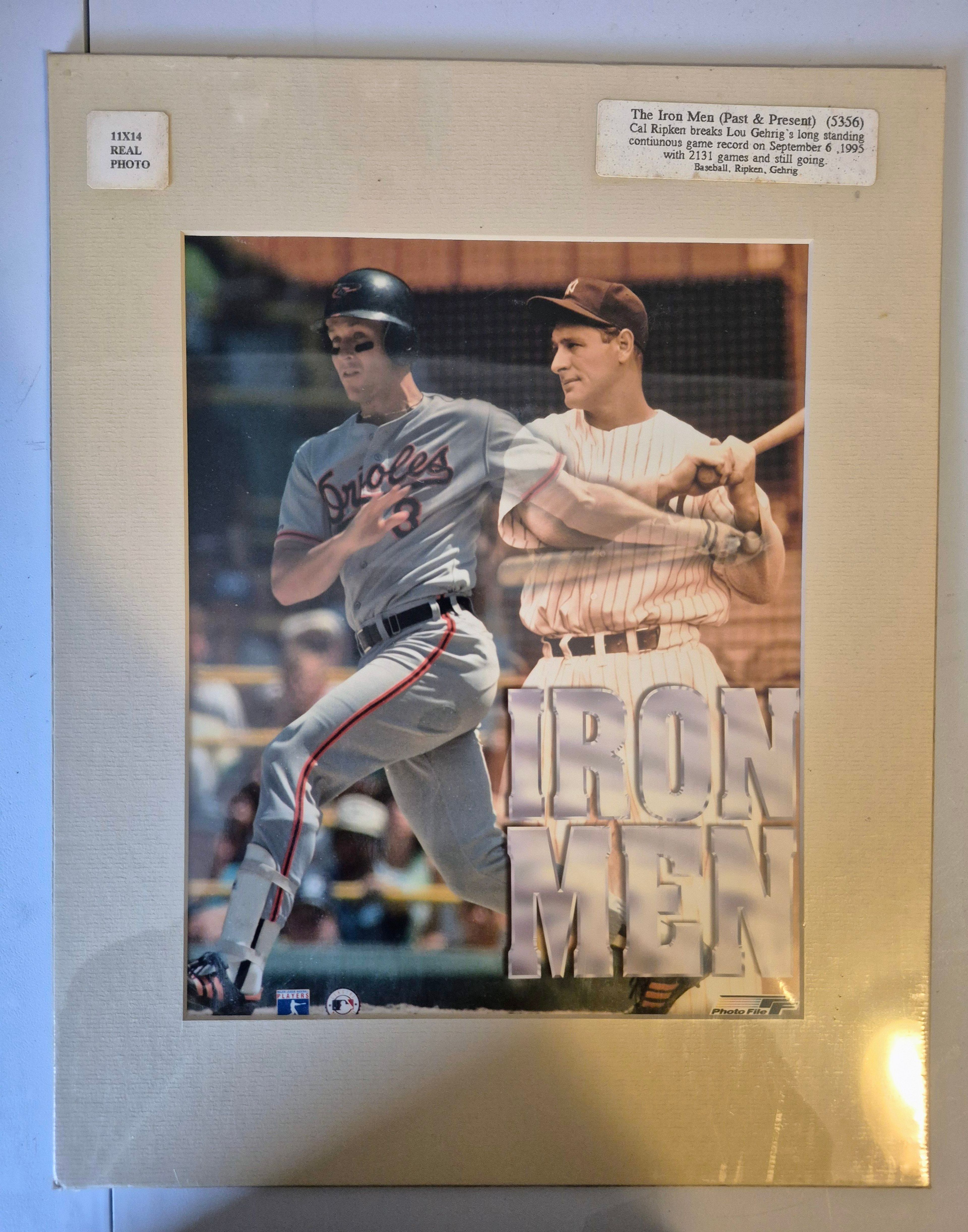Cal Ripken Jr. & Lou Gehrig "Iron Men" Photo File 11x14 Matted Photo - Image 2