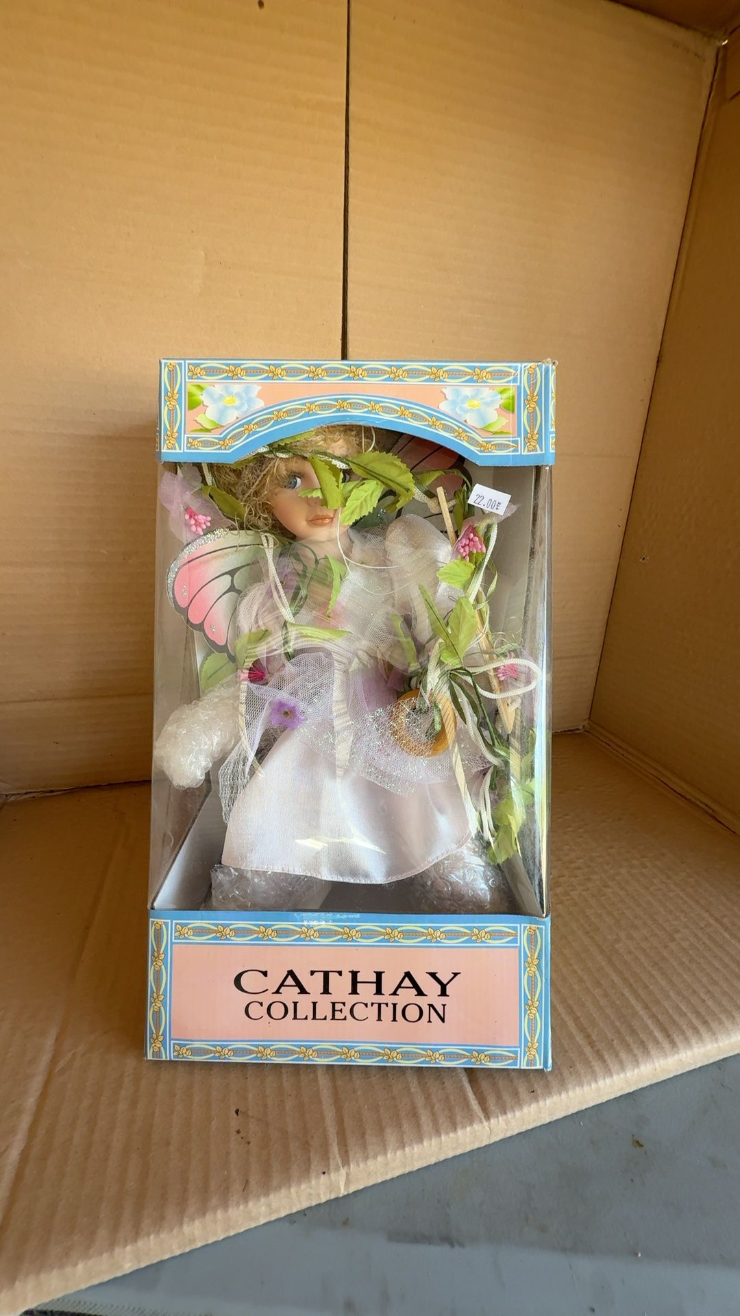 Cathay Collection Butterfly Fairy Doll Green Flowers 12-inch