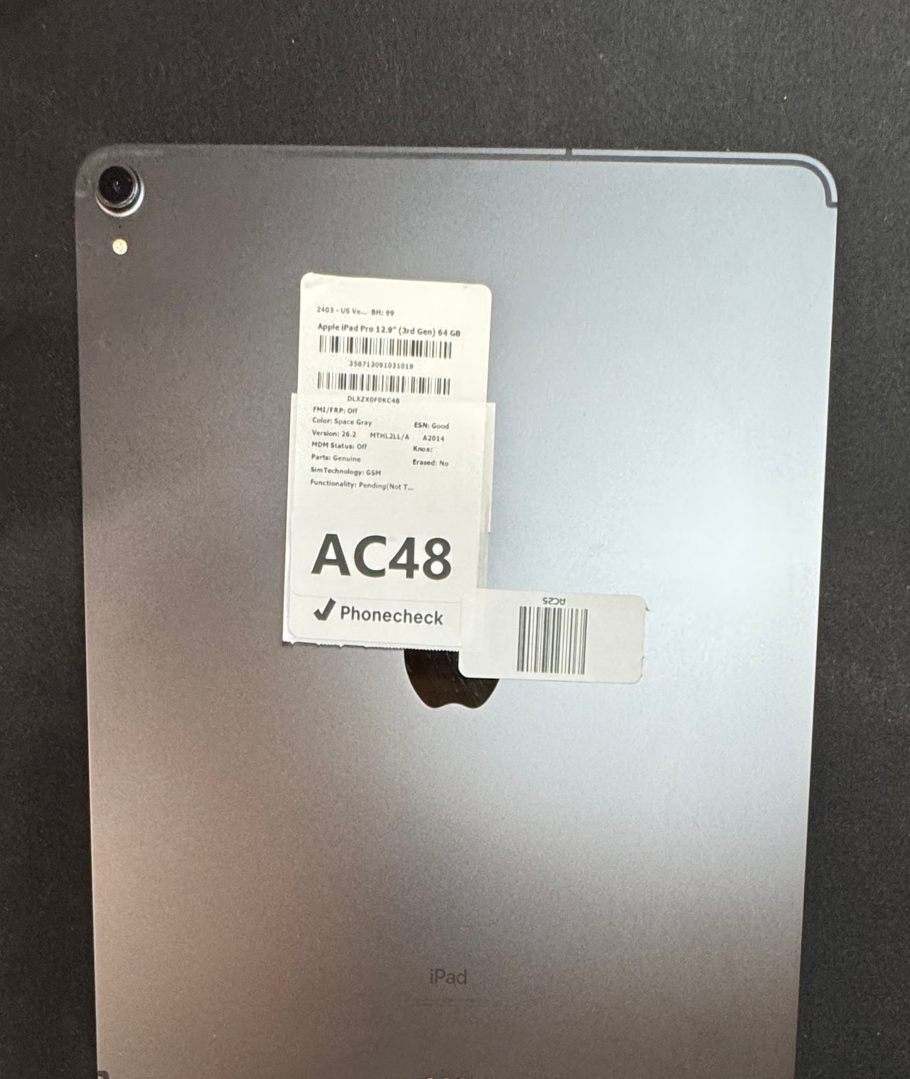 Apple iPad Pro 12.9-inch (3rd Gen) 64GB Wi-Fi + Cellular Verizon 99% Battery