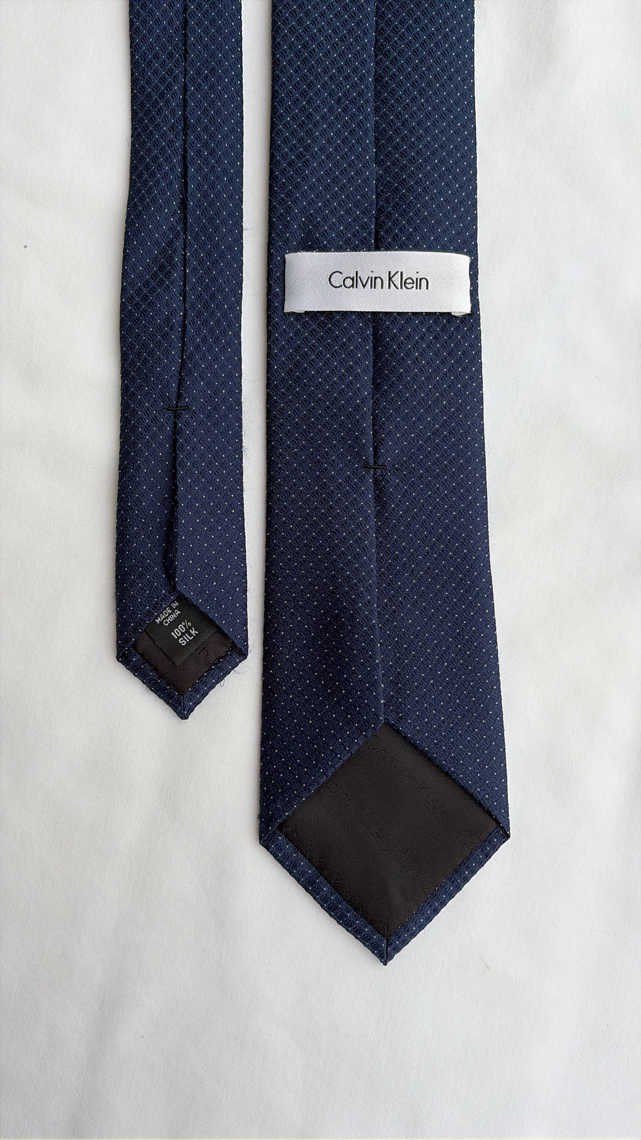Calvin Klein Navy Micro-Dot Silk Tie