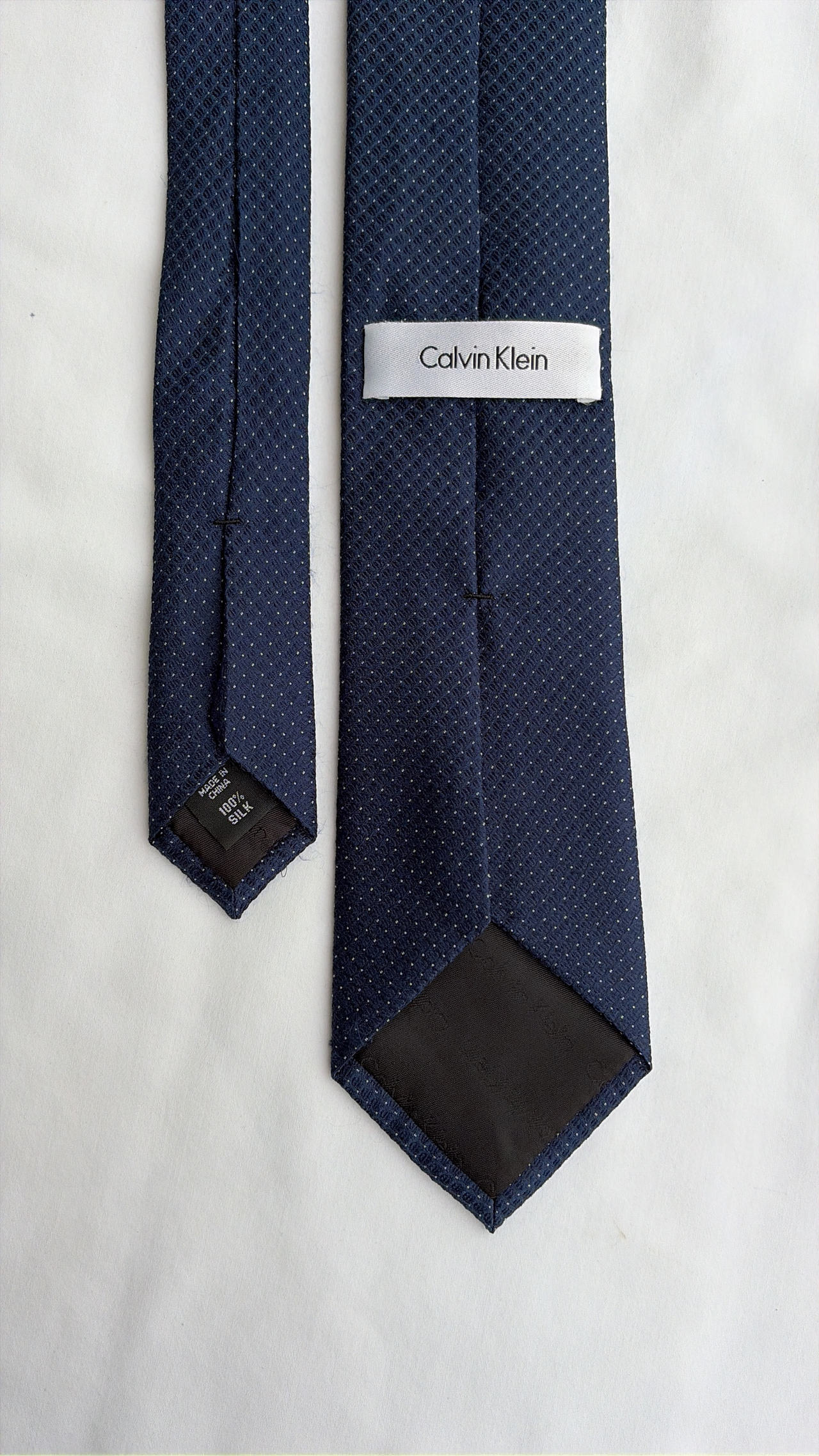 Calvin Klein Navy Micro-Dot Silk Tie