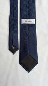 Calvin Klein Navy Micro-Dot Silk Tie - Image 1