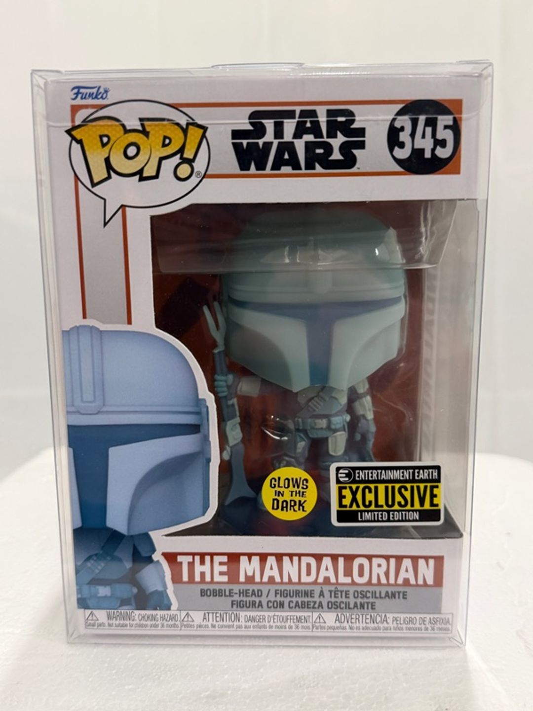 Funko Pop! Star Wars The Mandalorian #345 Hologram Glow in the Dark Exclusive