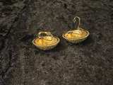 Vintage Avon gold-tone beaded dome clip-on earrings w/ AB rhinestones - Image 2