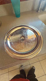 Vintage Silver Plated Round Serving Tray - Image 3
