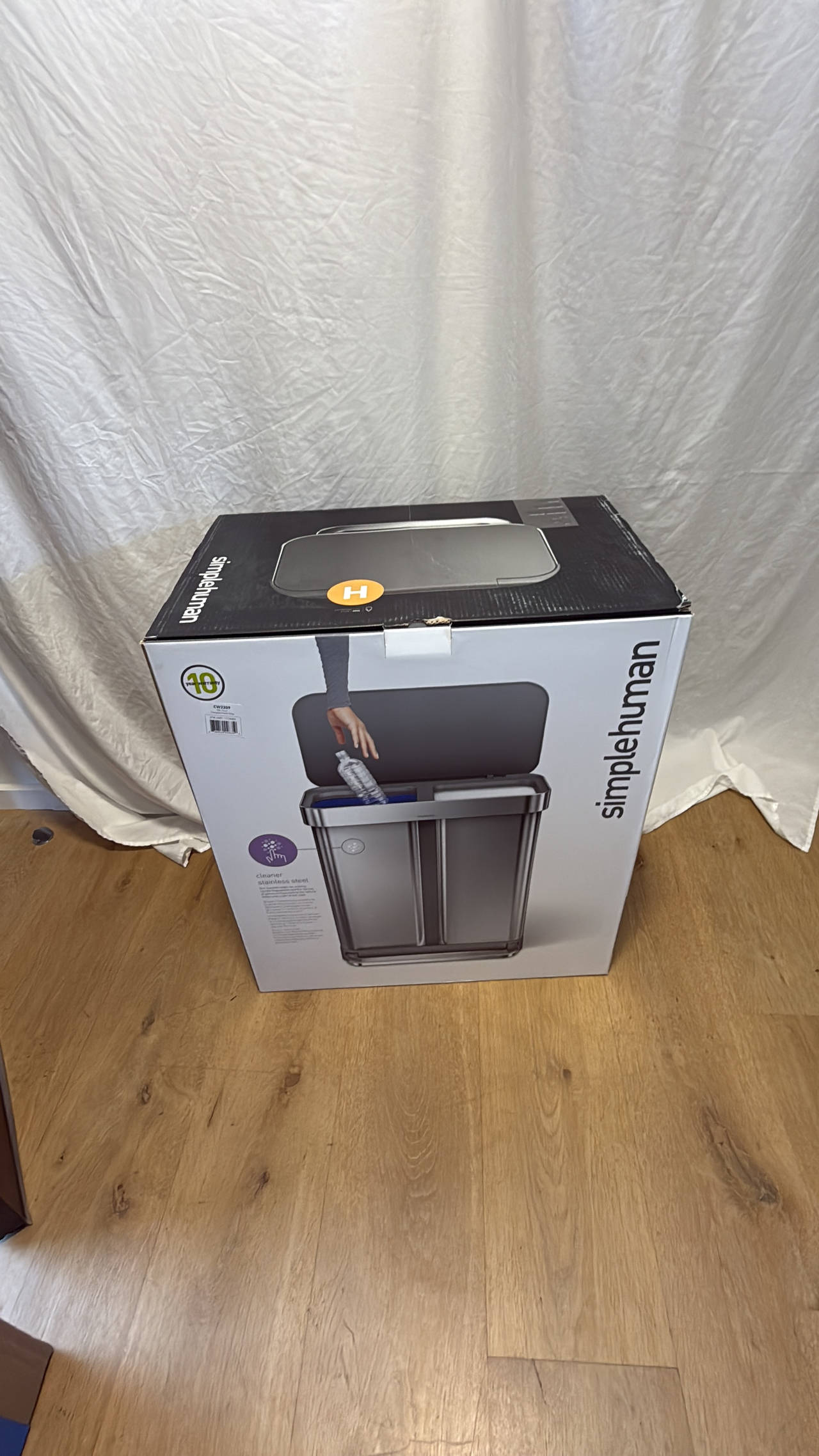 simplehuman Dual Compartment 58L Rectangular Trash Recycle Bin