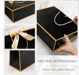 Silkfly 8Pcs Thank You Gift Bags 12x10x4'' Black with Bow Ribbon, with Handle - Image 3