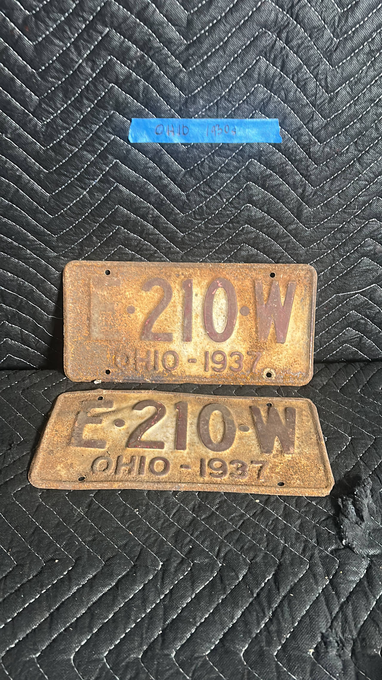 1937 Ohio License Plate Pair