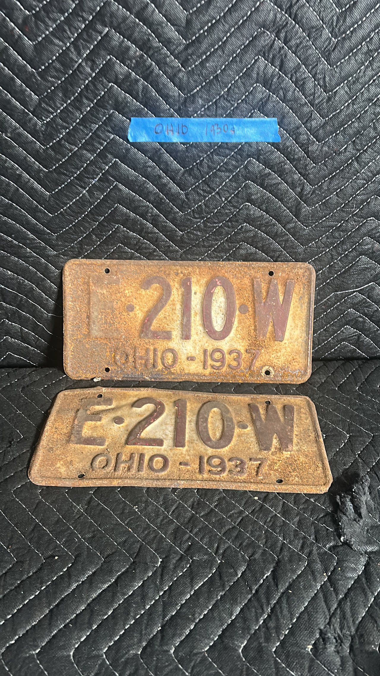1937 Ohio License Plate Pair