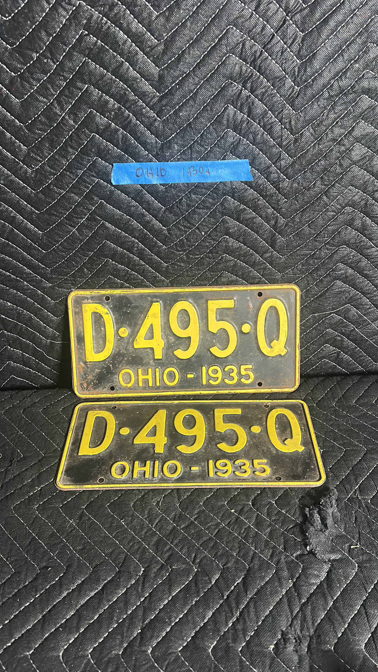 1935 Ohio License Plate Pair