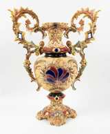 Ornate late 19th-century Austrian Eichwald Majolica vase. - Image 1