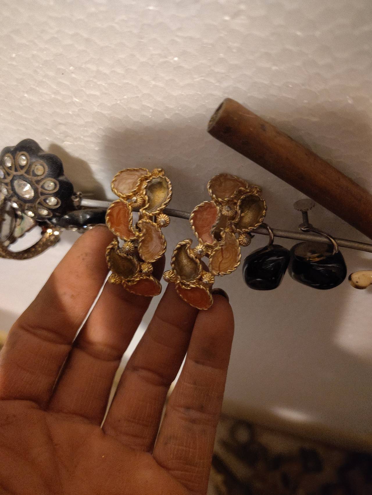 Vintage Enamel Clip-On Earrings