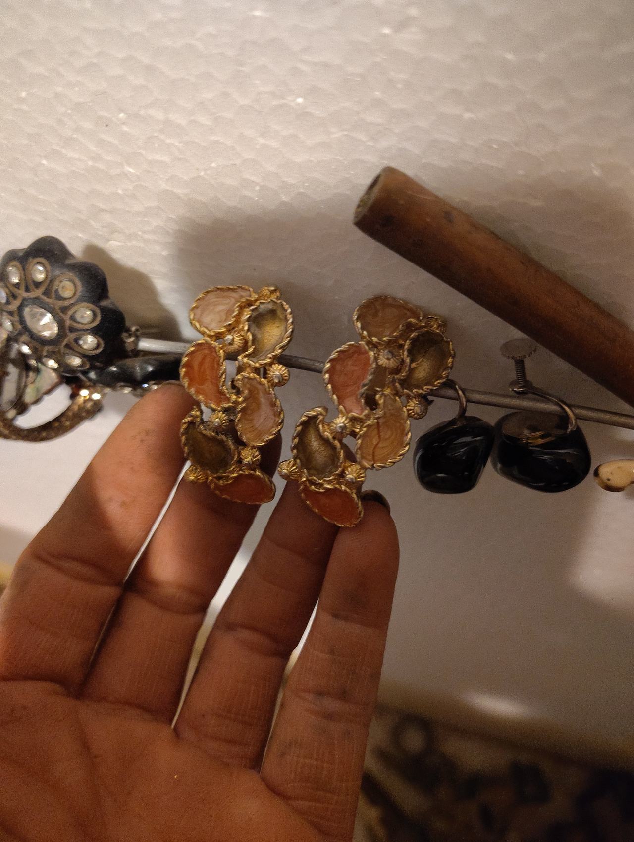 Vintage Enamel Clip-On Earrings