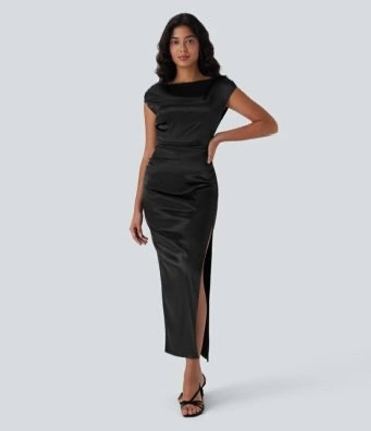 NWT xl Halara Black Satin Maxi Dress
