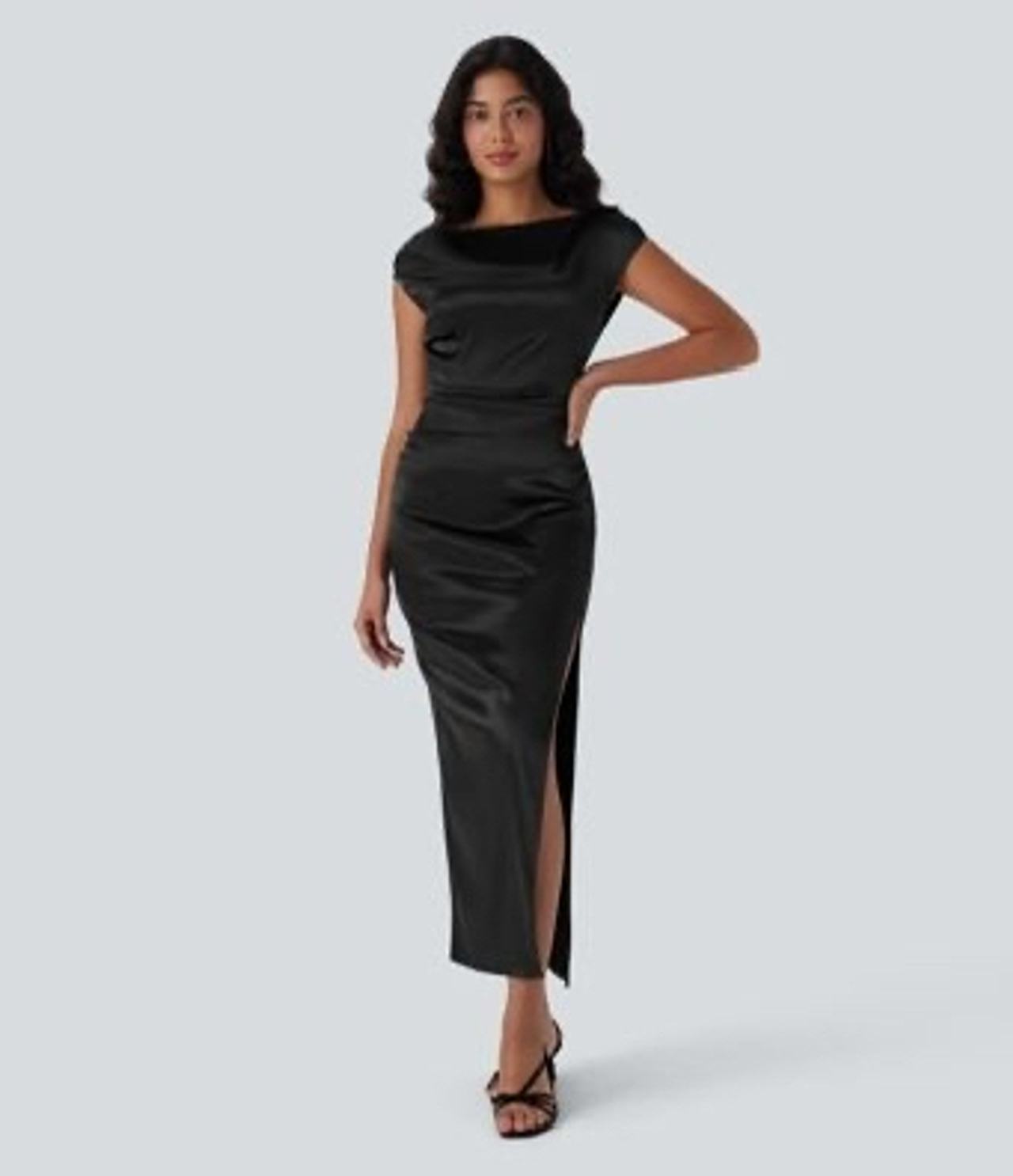 NWT xl Halara Black Satin Maxi Dress