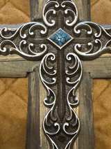 Comfy Hour Brown and Silver Wood Wall Cross - Image 3