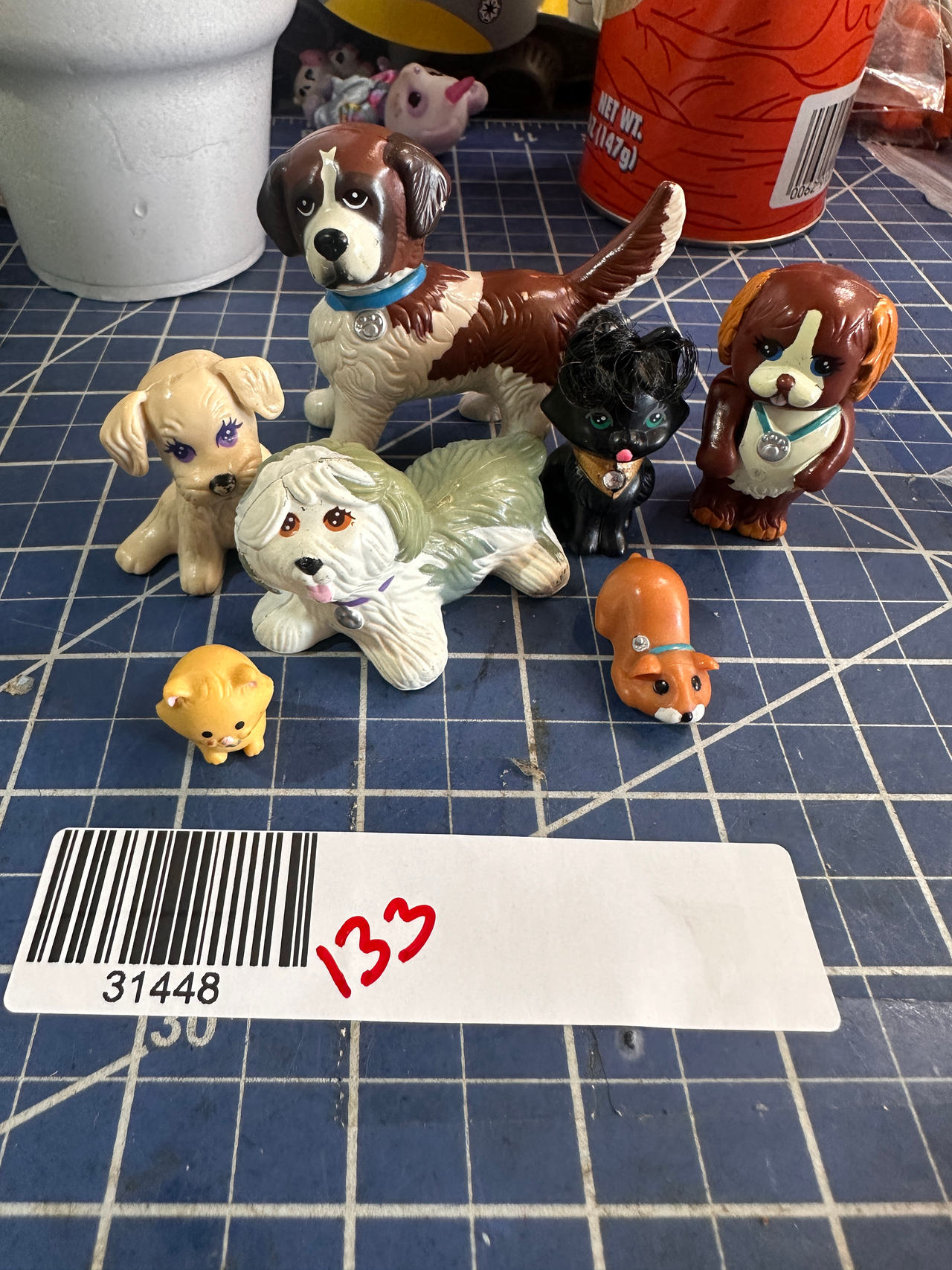 Littlest Pet Shop g1 vtg 1990s animal figure bundle St Bernard Mouse Kitten 133