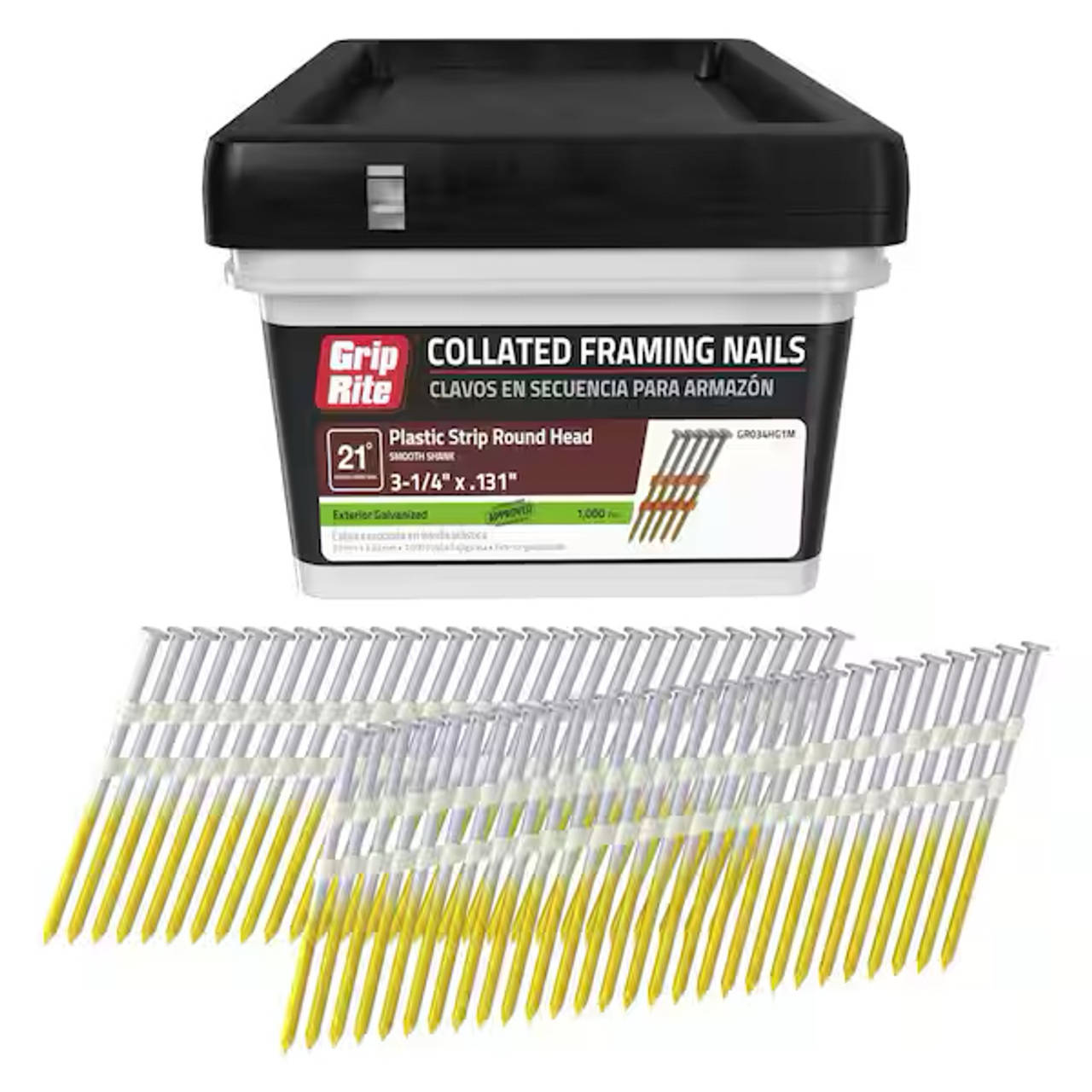 Grip-Rite 21-Degree 3-1/4-in x .131-in Exterior Galvanized Plastic Strip Framing Nails (1000-Count)