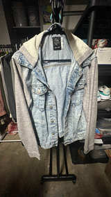 Original Use Denim Jean Jacket with Hoodie Size Medium  - Image 2