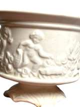 Vintage White Ceramic Cherub Relief Footed Planter - Image 4